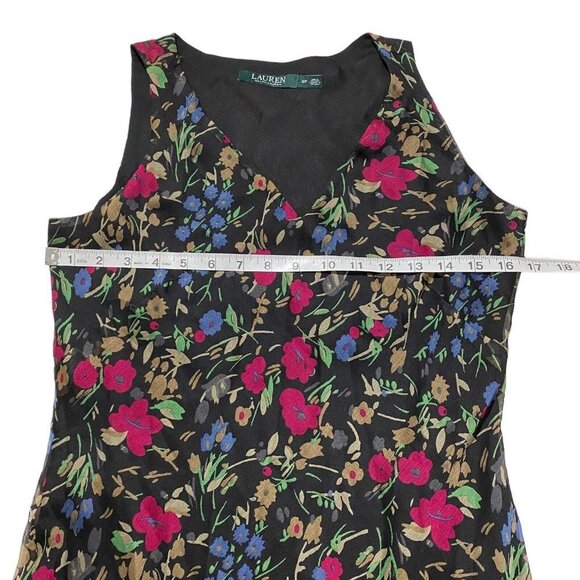 Ralph Lauren 90s Does 30s Women Black Floral Chiffon Flowing Maxi Dress Sz 2P - Picture 10 of 11